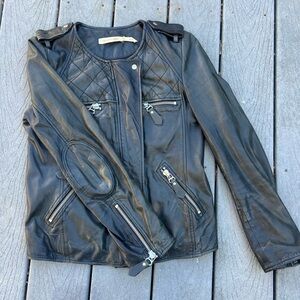 Isabel Marant Etoile Kady Quilted Leather Jacket- Black, 38